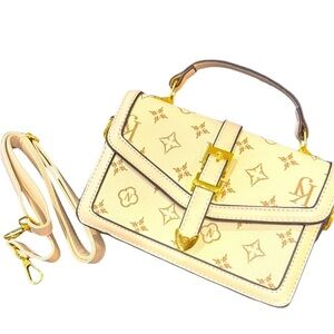 Elegant Cream Designer Handbag inspired ivory gold purse bag small